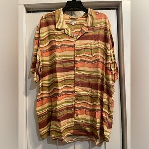 EARTHBOUND Women’s Striped Shirt in Orange, Green, and Brown